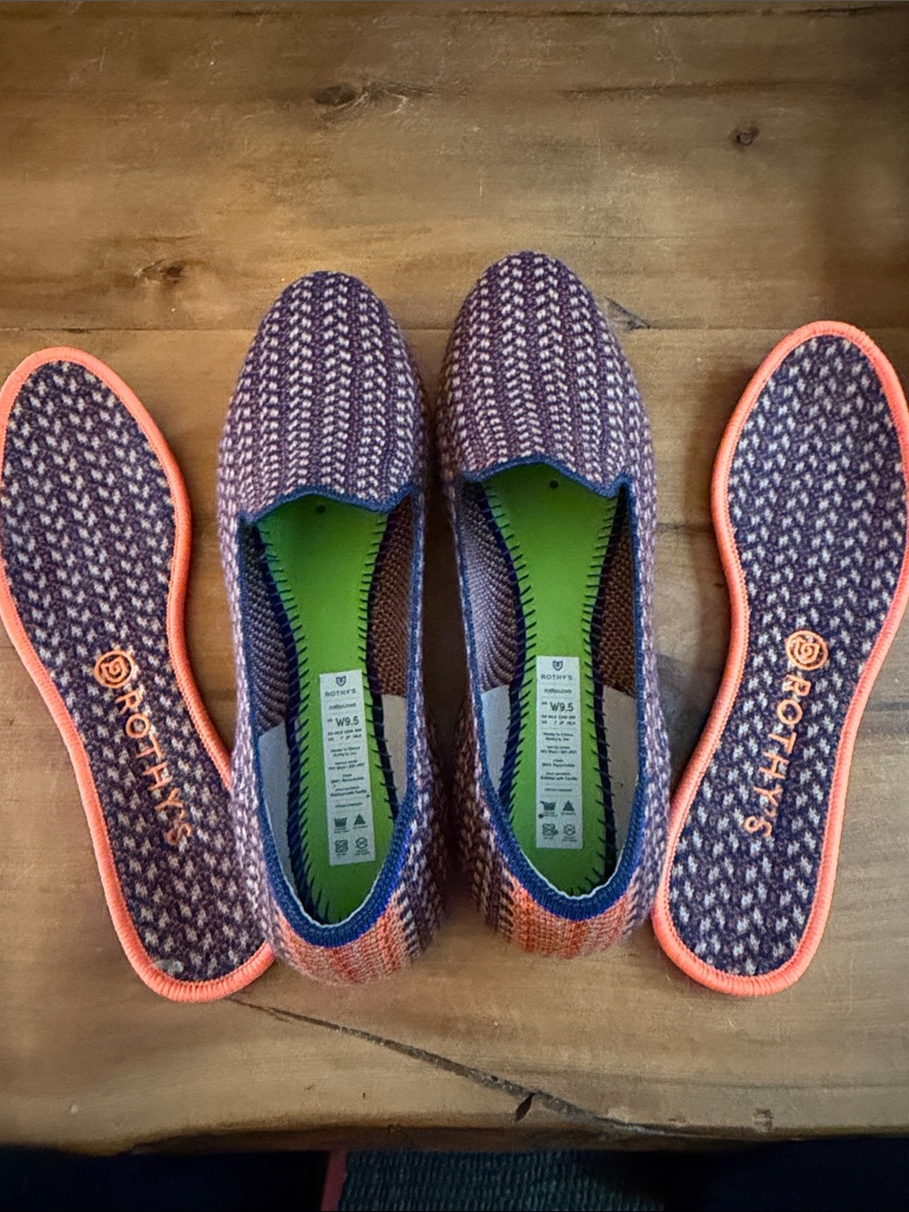 Rothy's Navy and Orange Knit Slip-On Flats - Picture 2 of 9